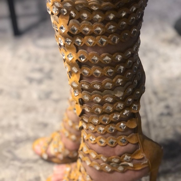 Cape Robbin Open Toe Lace Up Gladiator Over The Knee Thigh High Caged Sandals - Picture 3 of 16